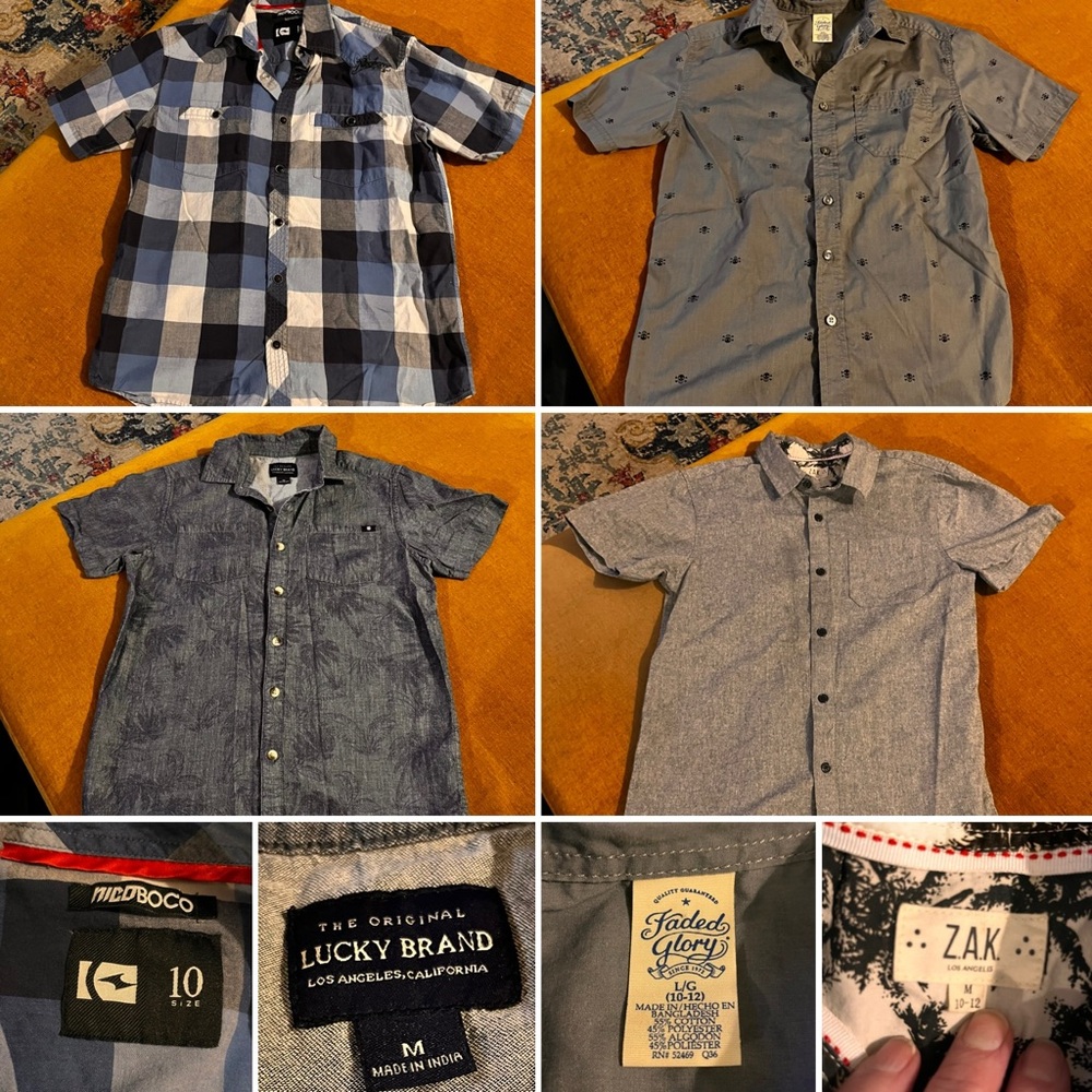 Boys M (10-12) x4 Short Sleeve Button up Shirts